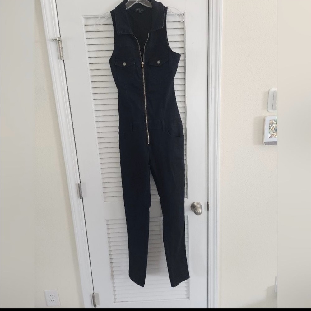 Sleeveless Black Denim Jumpsuit
